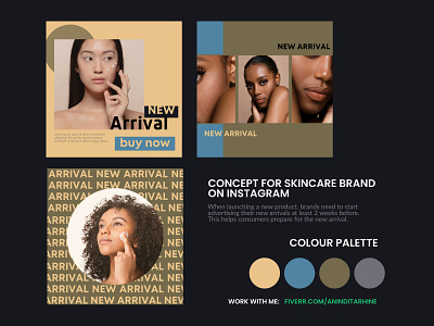 Concept for Skincare Brand on Instagram blue and brown branding brown cool tone design facebook fashion graphic design health illustration insta post instagram lifestyle logo minimalist skin product skincare texture vector web