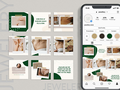 Jewellery Store Instagram Puzzle Grid Post Template