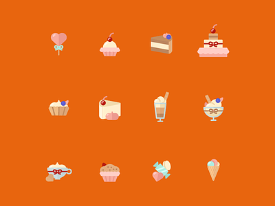 Candies icon set candies flat icons pastels sweets symbols