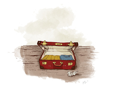 Suitcase colours illustration iza izabela kasza linocut