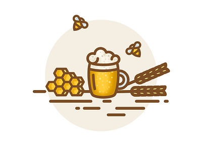 Beer bee beer cereal colours honey icon ilustrations iza izabela kasza