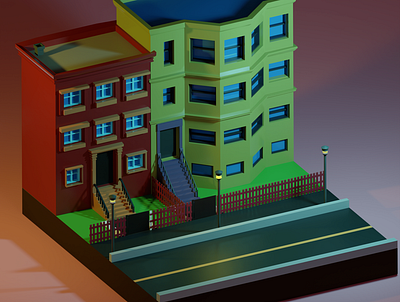 Miniature Building scene 3d modeling autodeskmaya blender blendercycles maya