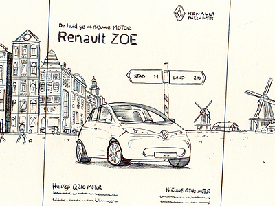 Renault Zoë ad ads car sketch zoe