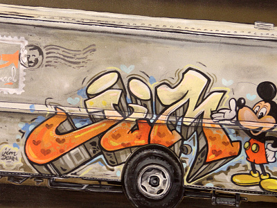 Graffiti "Jim" on a parcel-truck