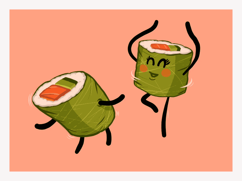 Veggie Salmon. fun illustration ipad pro roll salmon sushi