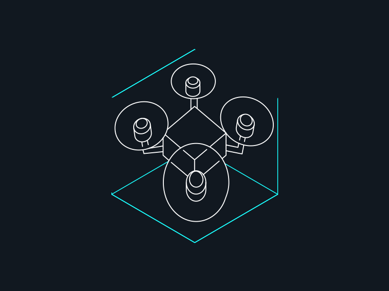 Abstract drone in cube ;-) animation drone effect icon line logo stroke