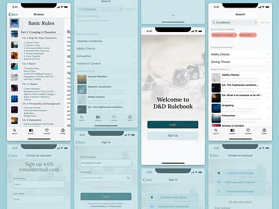 D&D Rulebook - Mobile App - Concept case study design dnd dungeonsanddragons ios mobile mobile app portfolio rpg ttrpg ui ux uxdesign