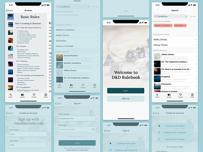 D&D Rulebook - Mobile App - Concept case study design dnd dungeonsanddragons ios mobile mobile app portfolio rpg ttrpg ui ux uxdesign