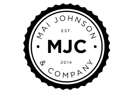 Mai Johnson & Company Logo Rejects badge black grooming line icon men vintage white