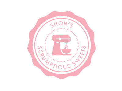 Shon's Scrumptious Sweets badge baking cupcakes icon logo mark pastry pies pink