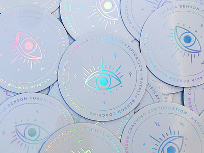 Natalia Benson Coaching Certification Holographic Stickers circle stickers coaching coaching certification eye holographic holographic foil modern mystic mystical spiritual stickers