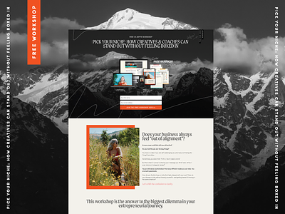 FREE Niche Workshop - Landing Page in Squarespace adventure branding landing page mockup niche niching for designers online course opt-in outdoors page layout squarespace workshop