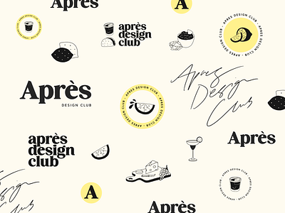 Apres Design Club Branding apres branding design editorial fresh happy hour layout lemon logo snacks