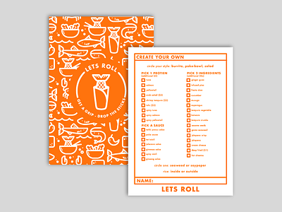 Lets Roll Create Your Own Menu branding food cart layout menu restaurant typography