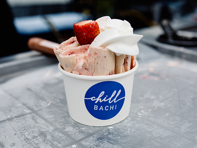 Chillbachi Ice Cream Cup Logo branding. brand identity food branding food cart ice cream logo thai rolled ice cream