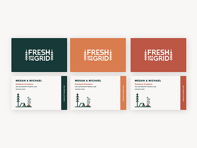 Fresh Off The Grid Business Cards adventure branding business card design camping logo outdoors typography