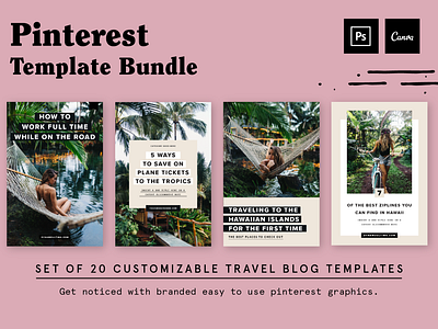 Pinterest Template Designs for Work From Wherever blog post blogger branding hawaii layout maui page layout pinterest template template design tropical typography