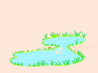 Pondside Illustration illustration journal mystery pink pond procreate water