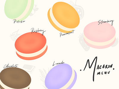 Macaron Menu dessert illustration lettering macaron