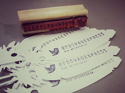 Hashtag stamp on die cut feathers