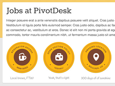 Jobs at PivotDesk badges jobs