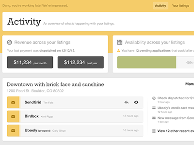 Host dashboard dashboard