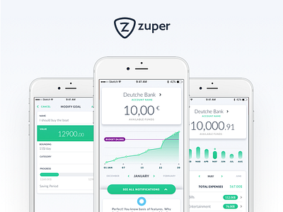 Zuper App account app balance banking goals ios payment spendings transactions zuper