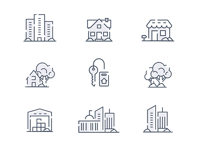 Real Estate & Property for Rent and Buy - Icon Set