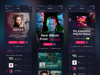 Online Music Streaming Service - iOS charts deezer design ios music online play playlist product spotify streaming tidal