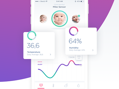 Baby Sensor Concept App activity alerts app baby chart child humidity ios monitor sensor sleeping temperature