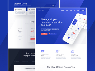 Finance App Landing Page bank chart finance header hero homepage landing money page payment transfer ui