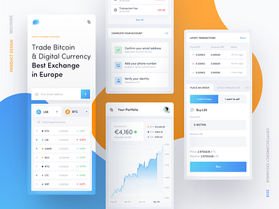 Cryptocurrency Exchange - Mobile 10clouds bitcoin blockchain crypto cryptocurrency ethereum exchange landing lisk transactions ui ux