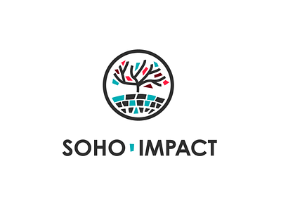 Tree logo concept for Soho Impact brick concept growth logo mosaic non profit tree