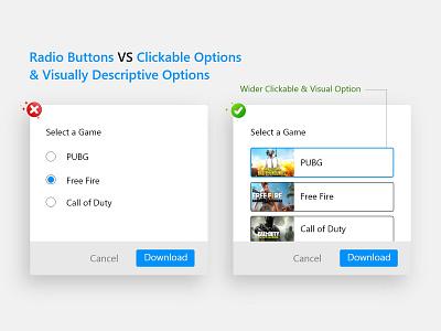 Radio Button VS Clickable Option
