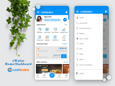 Cashbaba Home_Dashboard_Financial App_e wallet app design app home app home page ui app home page ui app ui ux branding dashboard app dashboard ui e wallet financial app home page mobile app design ui ux