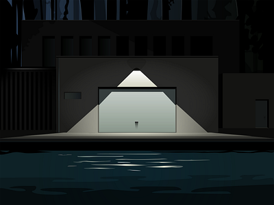 Canal Garage dark illustration vector