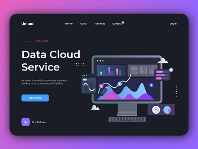 United Data Cloud Service design illustration ui vector