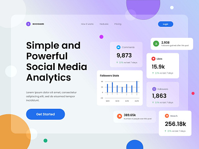 Bookmark Simple and Powerful Social Media Analytics design ui web