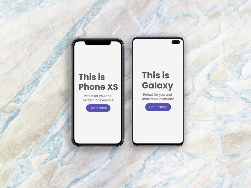 Animated iPhone XS Max & Samusng Galaxy S10 Plus Mockup animated app display galaxy s10 iphone xs max mockup photoshop presentation psd s10 plus screen ui ux web