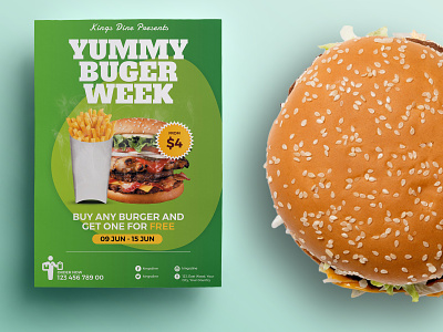 Food Promotion Flyer / Poster Template a4 burger chicken coke fast flyer food food court fries green modern offer pizza poster print promotion red restaurant shop take away