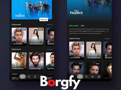 Borgfy app branding celebrity design entertainment illustrator typography web