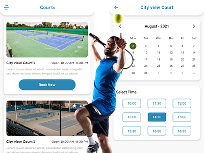 Tennis Court Booking App design illustration sports sports app tennis booking app uiux tennis ui uiux