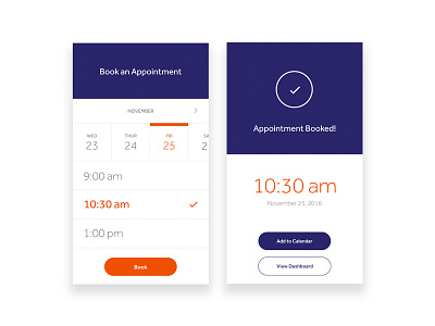 Booking an Appointment app appointment booking calendar schedule ui