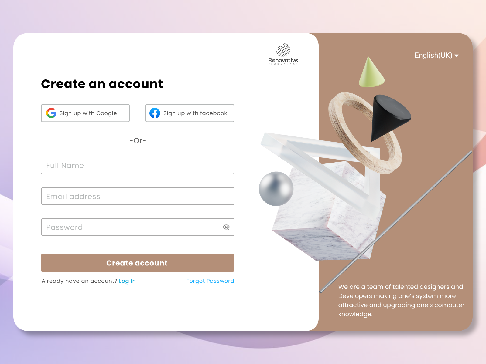 sign up page ui ux design