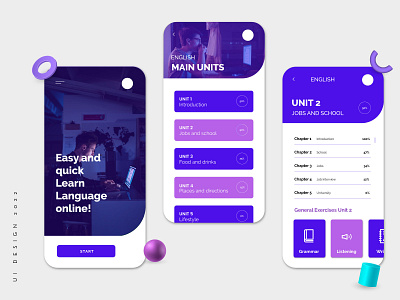 Learn English App UI Design app app ui design branding design ui ux