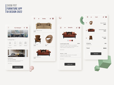 Furniture Sales App UI Design || 2022 app ui design furniture app ui design furniture sales ui design ui ui design for furniture uiux design ux