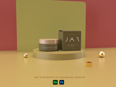 JAR 3d Moisturizing Cream Mockup Design 3d 3d mockup brand identity branding logo mockup packaging design typography ui design vector