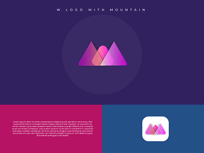 Modern Iconic W Logo with Mountain