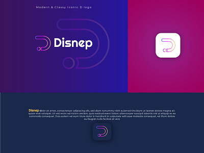 Disnep Modern & Classy D Logo Design app logo design colors d letter d letter logo design graphics design illustration letter d logo logofolio modern logo vivid