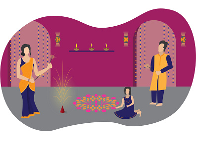 Diwali Illustration celebration decoration deepawali diwali festival firecrackers illustration india indian lamps light night occasion vector vector illustration